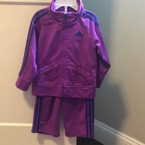 18 months Adidas track suit! Purple with dark purple piping!